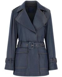 Guess - Denim Short Trench Coat - Lyst