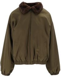 ELEH - Fur-Trim Collar Bomber Jacket - Lyst