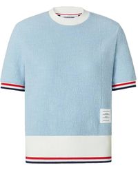 Thom Browne - Cotton Tweed Rwb Cuff Tee - Lyst