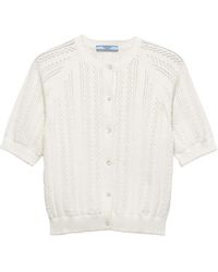Prada - Open Katoenen Vest Met Korte Mouwen - Lyst