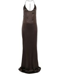 Tom Ford - Espresso Silk Satin Halter-Neck Evening Gown *Icon With Open Back - Lyst