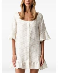 Sleeper - Floral-Print Ruffled Mini Dress - Lyst