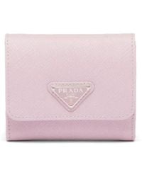 Prada - Triangle-Logo Saffiano Leather Wallet - Lyst
