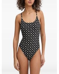 Guess - Logo-Print Cutout Swimsuit - Lyst