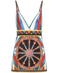 Dolce & Gabbana - Carretto-Print Fabric Short Dress - Lyst