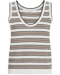 Brunello Cucinelli - Cotton Knit Top With Sparkling Stripes - Lyst