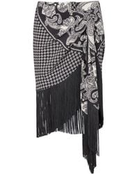 Balmain - Zijden Mini-Rok Met Franje En Paisley-Print - Lyst