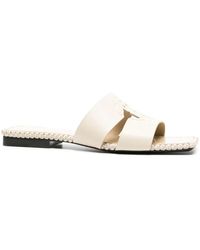 Roberto Cavalli - Logo-Embossed Leather Slides - Lyst