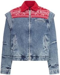 PDF - Bandana-Panel Denim Jacket - Lyst