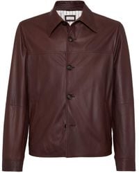 Brunello Cucinelli - Veste en cuir à boutonnière - Lyst