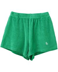 Sporty & Rich - Logo-Embroidered Terry-Cloth Shorts - Lyst