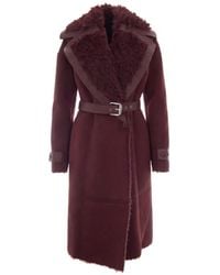 Patrizia Pepe - Belted Faux-Shearling Coat - Lyst