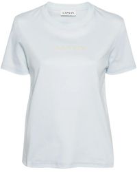 Lanvin - Embroidered-Logo Cotton T-Shirt - Lyst