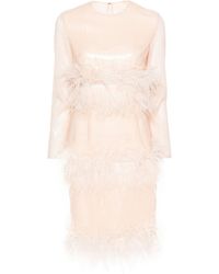 Huishan Zhang - Feather-trimmed Sequinned Dress - Women's - Pvc/polyester/silk/ostrich Feather - Lyst