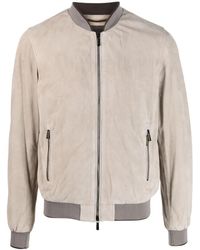 Moorer - Zip-Up Leather Bomber Jacket - Lyst