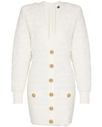 Balmain - Vestido corto de tweed con botones - Lyst
