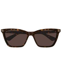 Gucci - Double G Tortoiseshell-Effect Cat-Eye Sunglasses - Lyst