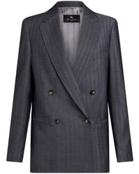 Etro - Wool Double Breasted Jacket - Lyst