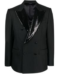Dolce & Gabbana - Sequin-Lapel Double-Breasted Blazer - Lyst