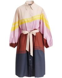 Essentiel Antwerp - Jerulo Stripe-Print Belted Midi Shirt Dress - Lyst