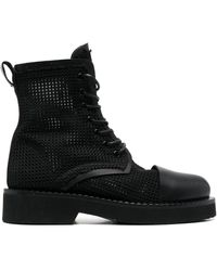 Premiata - Pannelled Knit Leather Boots - Lyst