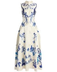 Erdem - Tattoo Toile De Jouy Textured Satin Dress - Lyst