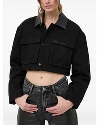 Miss Sixty - Cropped-Jeansjacke Mit Besticktem Kragen - Lyst