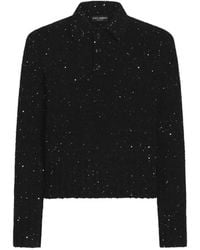 Dolce & Gabbana - Knit Polo Shirt With Sequins - Lyst