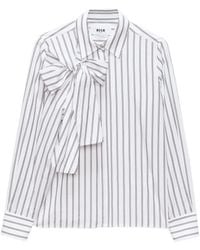 MSGM - Gestreepte Blouse Met Strikdetail - Lyst