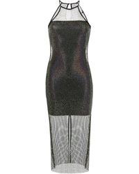 Patrizia Pepe - Sleeveless Rhinestone-Embellished Mesh Dress - Lyst