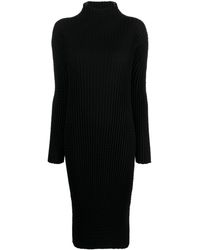 Issey Miyake - Long-sleeve Rib-knit Midi Dress - Lyst