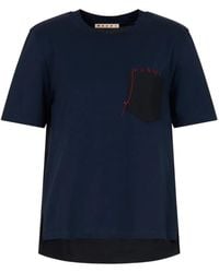 Marni - Deep Cotton T-Shirt With Handstitched Logo - Lyst