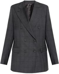 Officine Generale - Double-Breasted Checked Blazer - Lyst
