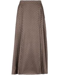 Balmain - Falda midi plisada con mini monograma - Lyst