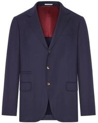 Brunello Cucinelli - Wollen Blazer Met Enkele Rij Knopen - Lyst
