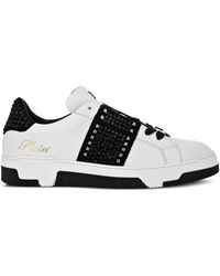 Philipp Plein - Stud-Embellished Leather Sneakers - Lyst