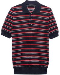 Prada - Striped Silk Polo Shirt - Lyst