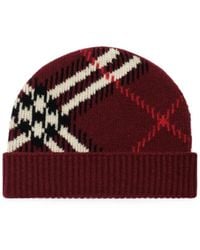 Burberry - Check Cashmere Blend Beanie - Lyst