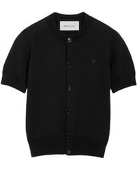 Ami Paris - Cardigan Manches Courtes En Laine Avec Ami De Cœur - Lyst