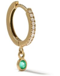 White Bird 18kt Yellow Gold Ada Diamond And Emerald Single Earring - Multicolour
