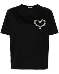 Parlor - Crystal-embellished Cotton T-shirt - Lyst