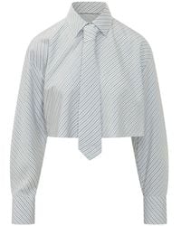 MSGM - Striped Crop Shirt - Lyst