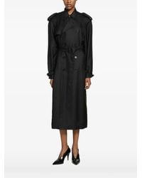 Saint Laurent - Double-Breasted Silk Trench Coat - Lyst