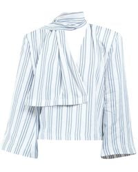 ROWEN ROSE - Striped Scarf Shirt - Lyst