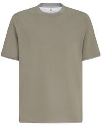 Brunello Cucinelli - Cotton-Jersey Crew-Neck T-Shirt With Faux-Layering - Lyst