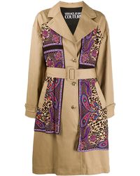 Versace Jeans Couture - Paisley Leopard Accent Trench Coat - Lyst