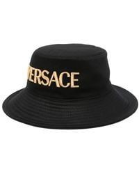 Versace - Embroidered-logo Cotton Bucket Hat - Lyst