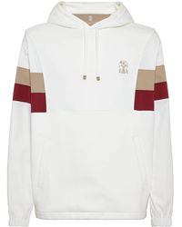 Brunello Cucinelli - Panelled Logo-Print Hoodie - Lyst