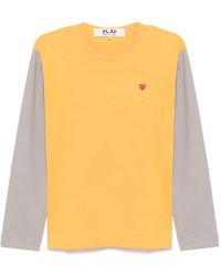 COMME DES GARÇONS PLAY - T-Shirt Bicolore À Logo Appliqué - Lyst