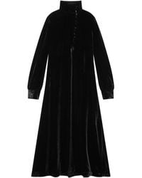 Maliparmi - High-Neck Button-Front Velvet Maxi Dress - Lyst